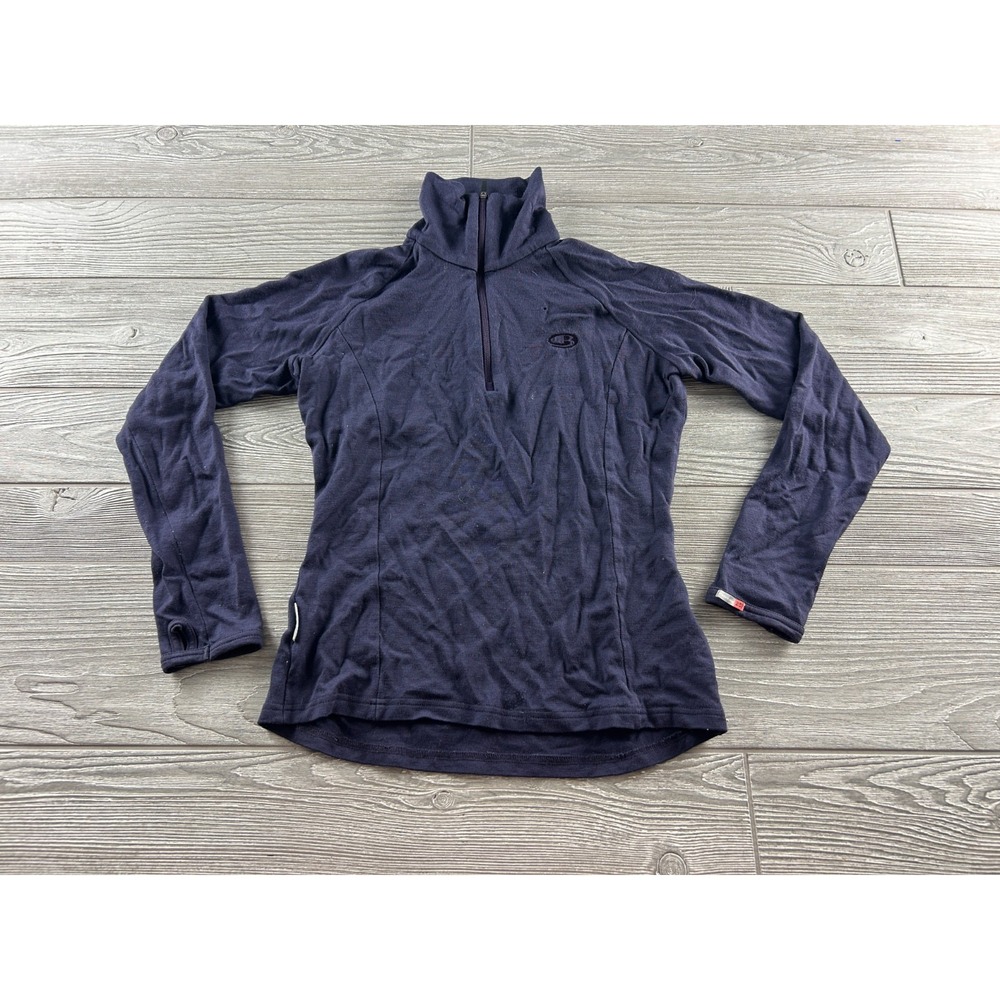 Women's Icebreaker Merino 260 1/4 Zip Pullover Top Small Long Sleeve Shirt Blue